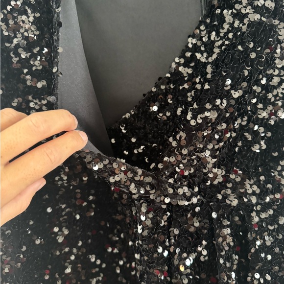 Black Sequin Embellished Mini Dress - Picture 4 of 5